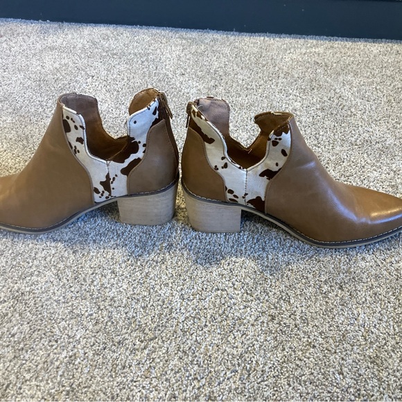 Natural Reflections West Ankle Boots Cow Print Women’s Size 7  Tan Brown - Picture 6 of 12